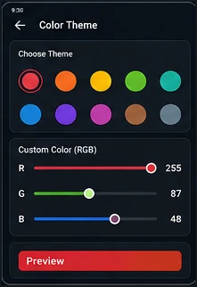 FULL BATTERY & THEFT ALARM — RGB color theme